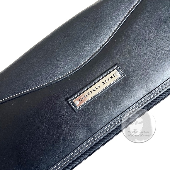 Geoffrey Beene Tie Case Holder Black Leather Travel Case Vintage 90s - Picture 2 of 5